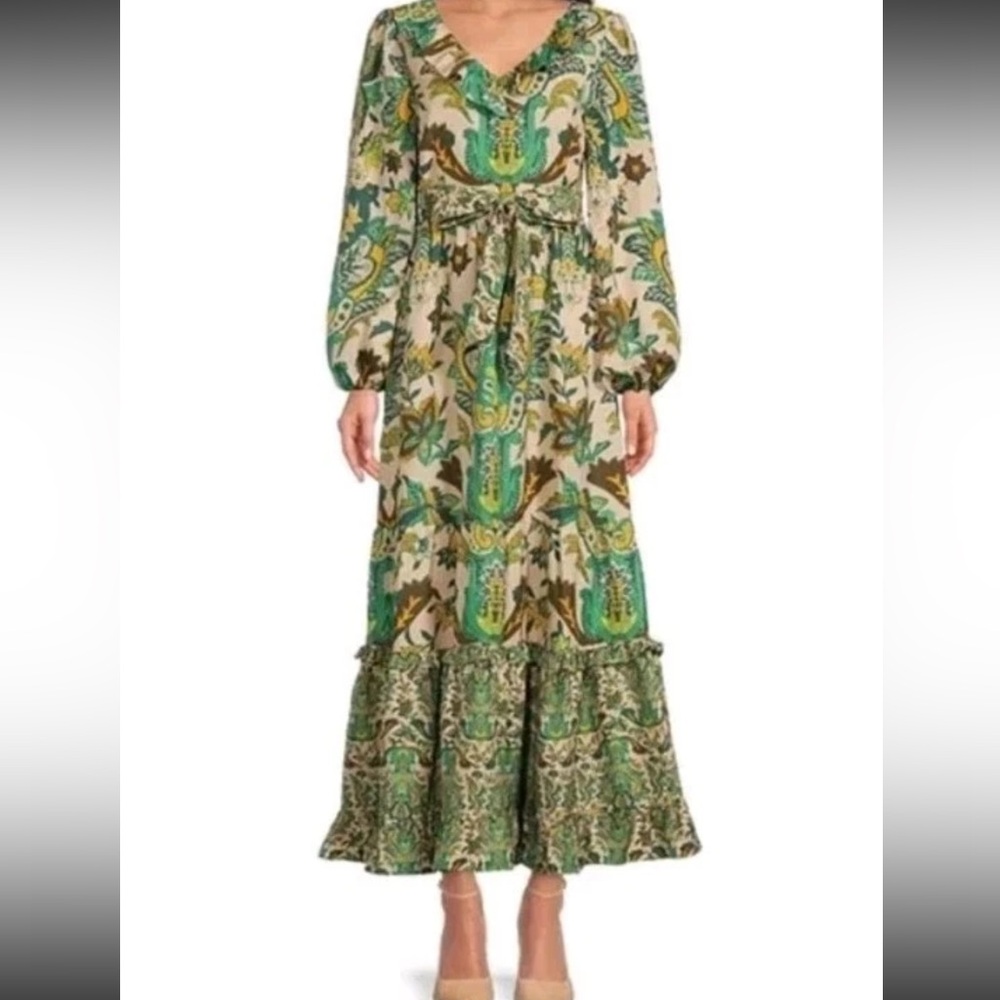 A loves A Maxi Paisley Printed Linen Blend dress Size Small